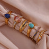 Wholesale Women's Stainless Steel 18K Gold Plated Geometric Curve Ring Electroplated Fashion Style