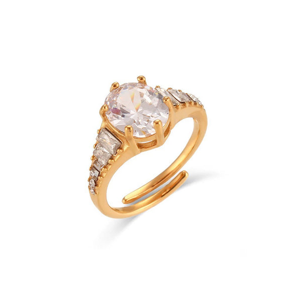 Wholesale Women's Stainless Steel 18K Gold Plated Geometric Curve Ring Electroplated Fashion Style