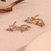Wholesale Women's Stainless Steel 18K Gold Plated Geometric Drop Shape Zircon Earrings