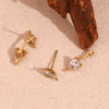 Wholesale Women's Stainless Steel 18K Gold Plated Geometric Drop Shape Zircon Earrings