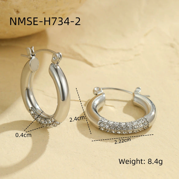 Wholesale Women's Stainless Steel 18K Gold Plated Geometric Fashion Niche Light Luxury Earrings
