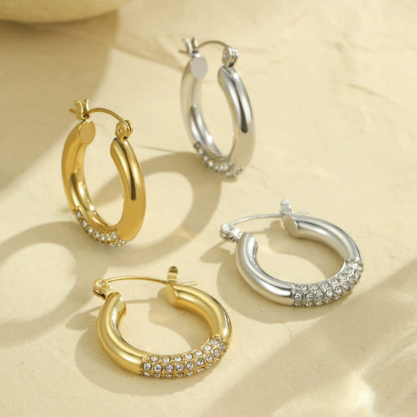 Wholesale Women's Stainless Steel 18K Gold Plated Geometric Fashion Niche Light Luxury Earrings