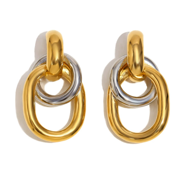 Wholesale Women's Stainless Steel 18K Gold Plated Geometric French O Shaped Winding Electroplated Earrings