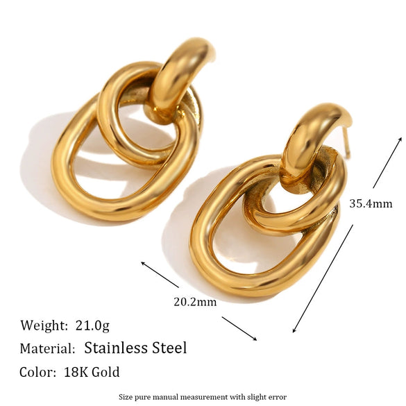 Wholesale Women's Stainless Steel 18K Gold Plated Geometric French O Shaped Winding Electroplated Earrings