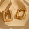 Wholesale Women's Stainless Steel 18K Gold Plated Geometric Hollow Creative Earrings With Square Buckle And Zircon Inlay