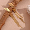 Wholesale Women's Stainless Steel 18K Gold Plated Geometric Ladder Tassel Chain Stud Earrings