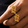 Wholesale Women's 316L Stainless Steel 18K Gold Plated Geometric Leaf Splicing Open Ring