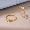 Wholesale Women's 316L Stainless Steel 18K Gold Plated Geometric Pattern Fine Twist Square Zircon Diamond Ring Light Luxury Style