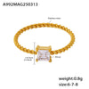 Wholesale Women's 316L Stainless Steel 18K Gold Plated Geometric Pattern Fine Twist Square Zircon Diamond Ring Light Luxury Style