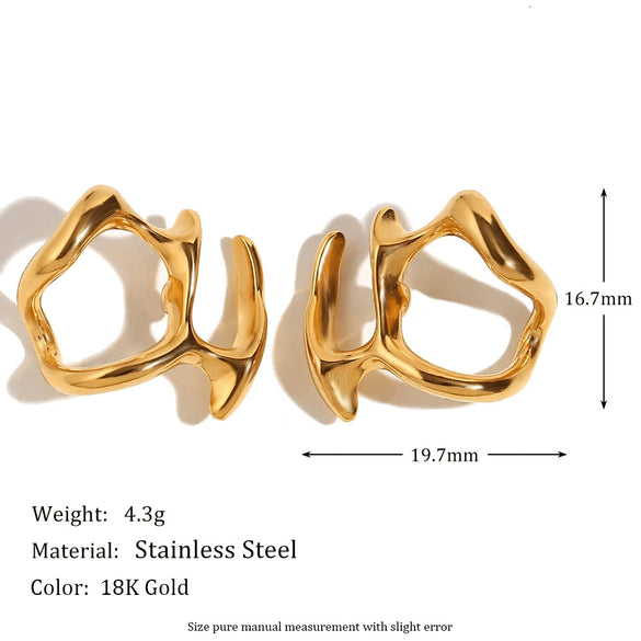 Wholesale Women's Stainless Steel 18K Gold Plated Geometric Petal Earrings With Electroplating For Fashionable Style