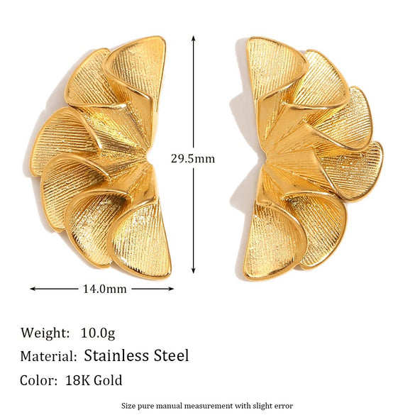 Wholesale Women's Stainless Steel 18K Gold Plated Geometric Petal Earrings With Electroplating For Fashionable Style