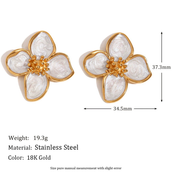 Wholesale Women's Stainless Steel 18K Gold Plated Geometric Petal Earrings With Electroplating For Fashionable Style