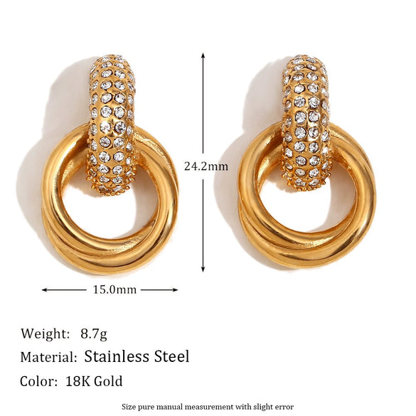 Wholesale Women's Stainless Steel 18K Gold Plated Geometric Petal Earrings With Electroplating For Fashionable Style