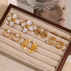 Wholesale Women's Stainless Steel 18K Gold Plated Geometric Petal Earrings With Electroplating For Fashionable Style