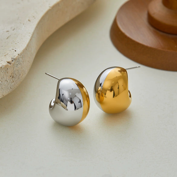 Wholesale Women's Stainless Steel 18K Gold Plated Geometric Stud Earrings Fashion Jewelry