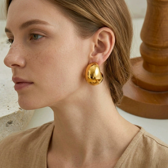 Wholesale Women's Stainless Steel 18K Gold Plated Geometric Stud Earrings Fashion Jewelry