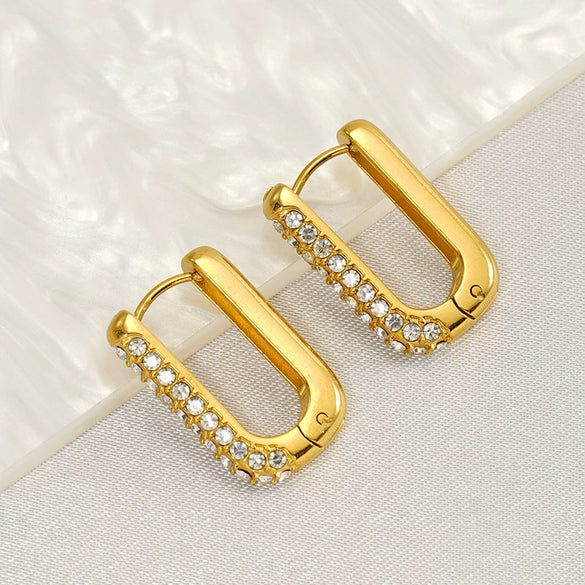 Wholesale Women's Stainless Steel 18K Gold Plated Geometric U Shaped Earrings