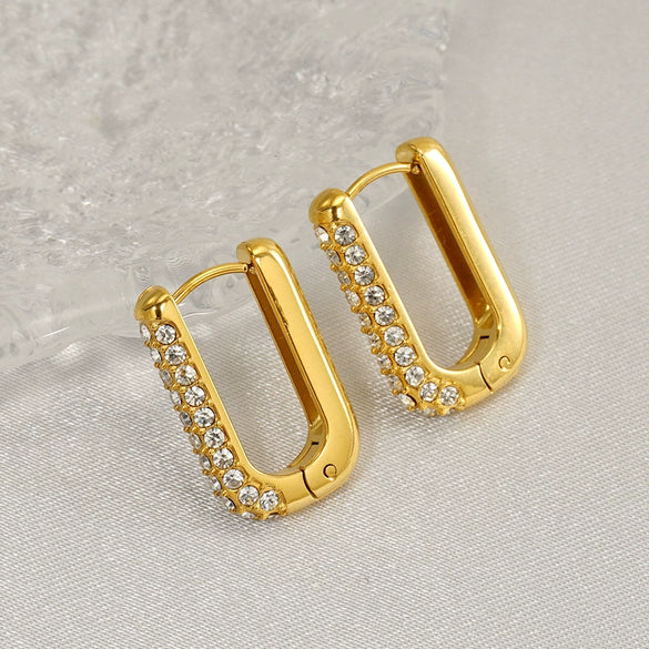 Wholesale Women's Stainless Steel 18K Gold Plated Geometric U Shaped Earrings
