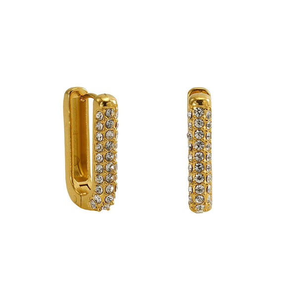 Wholesale Women's Stainless Steel 18K Gold Plated Geometric U Shaped Earrings