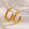 Wholesale Women's Stainless Steel 18K Gold Plated Geometric Ushaped Asymmetrical Texture Light Luxury Earrings