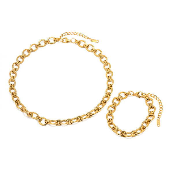 Wholesale Women's Stainless Steel 18K Gold Plated Geometry Patterned Electroplated Bracelet Jewelry