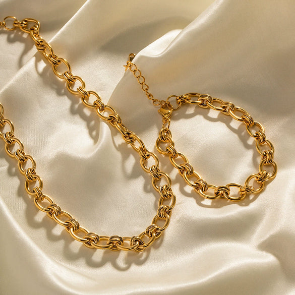 Wholesale Women's Stainless Steel 18K Gold Plated Geometry Patterned Electroplated Bracelet Jewelry
