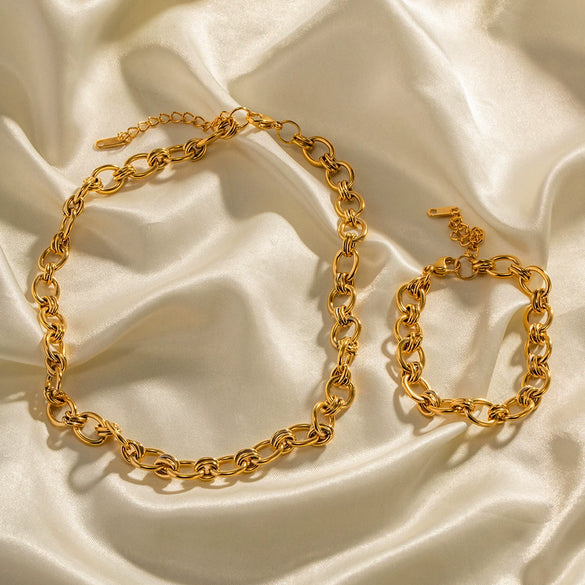 Wholesale Women's Stainless Steel 18K Gold Plated Geometry Patterned Electroplated Bracelet Jewelry