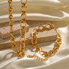 Wholesale Women's Stainless Steel 18K Gold Plated Geometry Patterned Electroplated Bracelet Jewelry