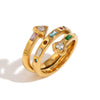 Wholesale Women's Stainless Steel 18K Gold Plated Heart Arrow Zircon Open Ring Three Layer Fashion Ol Geometry Style Bracelet With Electroplating