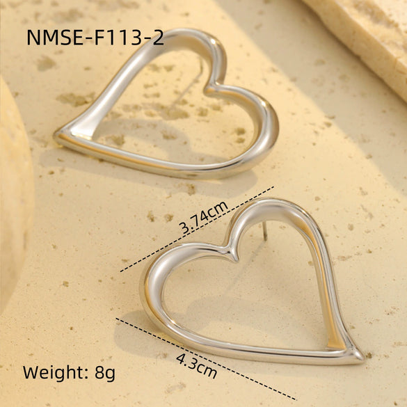 Wholesale Women's Stainless Steel 18K Gold Plated Heart Geometric Fashion Earrings