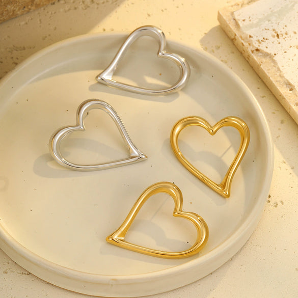 Wholesale Women's Stainless Steel 18K Gold Plated Heart Geometric Fashion Earrings