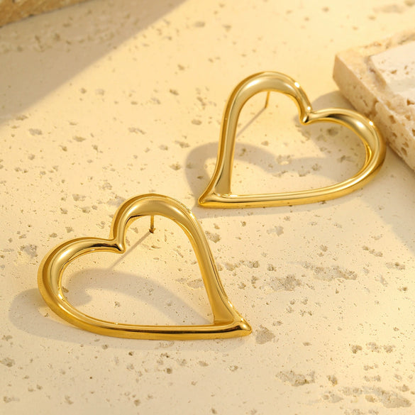 Wholesale Women's Stainless Steel 18K Gold Plated Heart Geometric Fashion Earrings