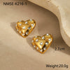 Wholesale Women's Stainless Steel 18K Gold Plated Heart Shape Geometric Fashion Earrings