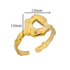 Wholesale Women's Stainless Steel 18K Gold Plated Heartshaped Geometric Open Ring With Electroplating