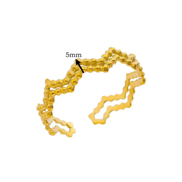 Wholesale Women's Stainless Steel 18K Gold Plated Heartshaped Geometric Open Ring With Electroplating
