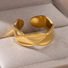 Wholesale Women's Stainless Steel 18K Gold Plated Heartshaped Geometric Open Ring With Electroplating