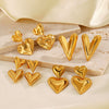 Wholesale Women's Stainless Steel 18K Gold Plated Love Double Peach Heart Earrings