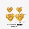 Wholesale Women's Stainless Steel 18K Gold Plated Love Double Peach Heart Earrings