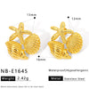 Wholesale Women's Stainless Steel 18K Gold Plated Necklace And Earrings Set With Conch And Geometric Patterns