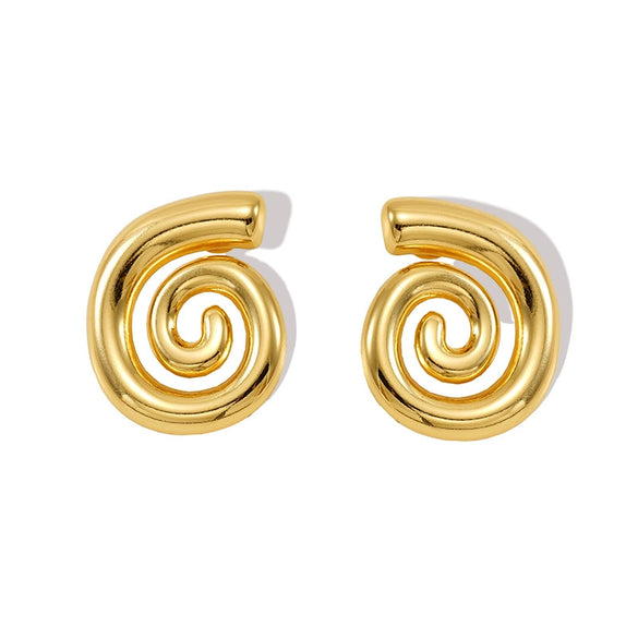 Wholesale Women's 316L Stainless Steel 18K Gold Plated Rotating Geometric Pattern Tassel Thread Earrings