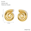 Wholesale Women's 316L Stainless Steel 18K Gold Plated Rotating Geometric Pattern Tassel Thread Earrings