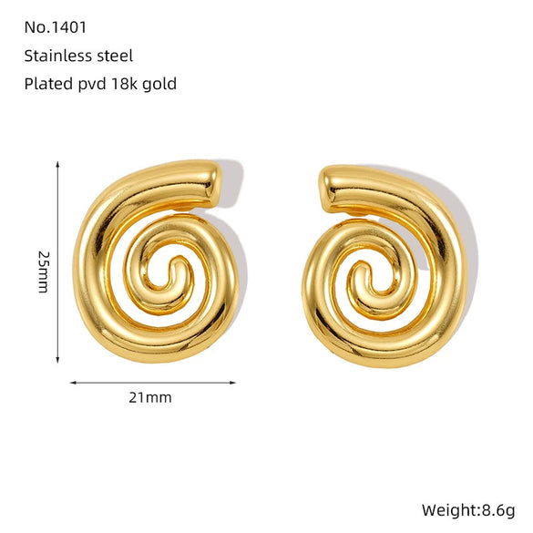 Wholesale Women's 316L Stainless Steel 18K Gold Plated Rotating Geometric Pattern Tassel Thread Earrings