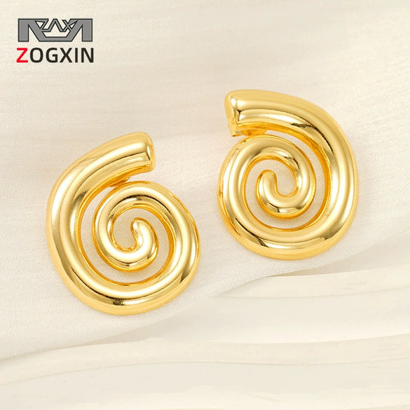 Wholesale Women's 316L Stainless Steel 18K Gold Plated Rotating Geometric Pattern Tassel Thread Earrings