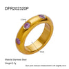 Wholesale Women's Stainless Steel 18K Gold Plated Round Zircon Ring With Geometric Ins Style