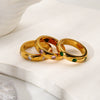 Wholesale Women's Stainless Steel 18K Gold Plated Round Zircon Ring With Geometric Ins Style