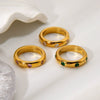 Wholesale Women's Stainless Steel 18K Gold Plated Round Zircon Ring With Geometric Ins Style