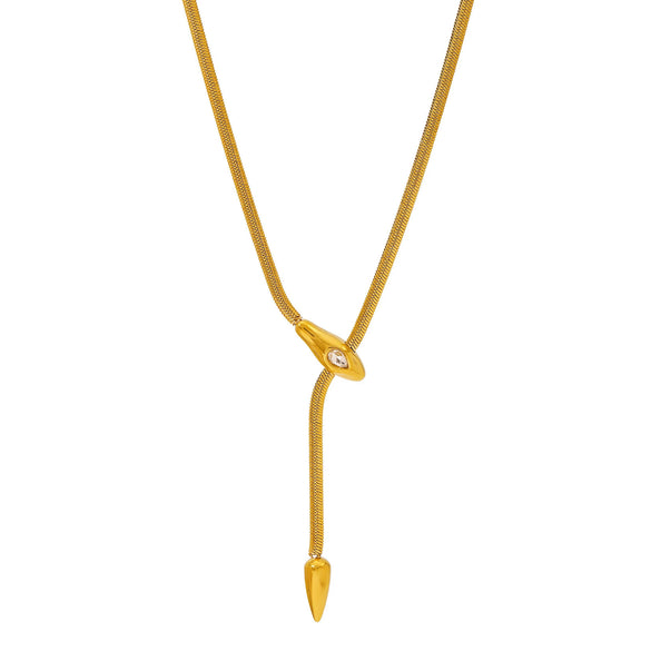 Wholesale Women's Stainless Steel 18K Gold Plated Snake Geometric Necklaces Bracelets And Rings Inlaid With Colorful Zircons