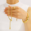 Wholesale Women's Stainless Steel 18K Gold Plated Snake Geometric Necklaces Bracelets And Rings Inlaid With Colorful Zircons