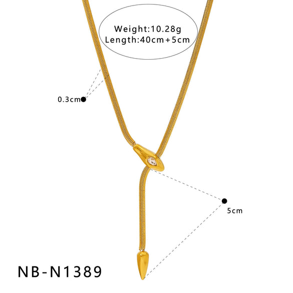 Wholesale Women's Stainless Steel 18K Gold Plated Snake Geometric Necklaces Bracelets And Rings Inlaid With Colorful Zircons