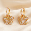 Wholesale Women's Stainless Steel 18K Gold Plated Star Floral Diamond Earrings With Exaggerated Niche Design